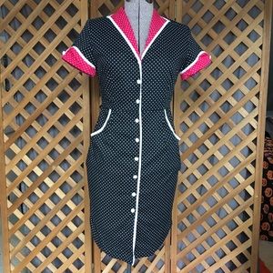 Retro Diner Style Pin Up Shirt Dress Polka Dots